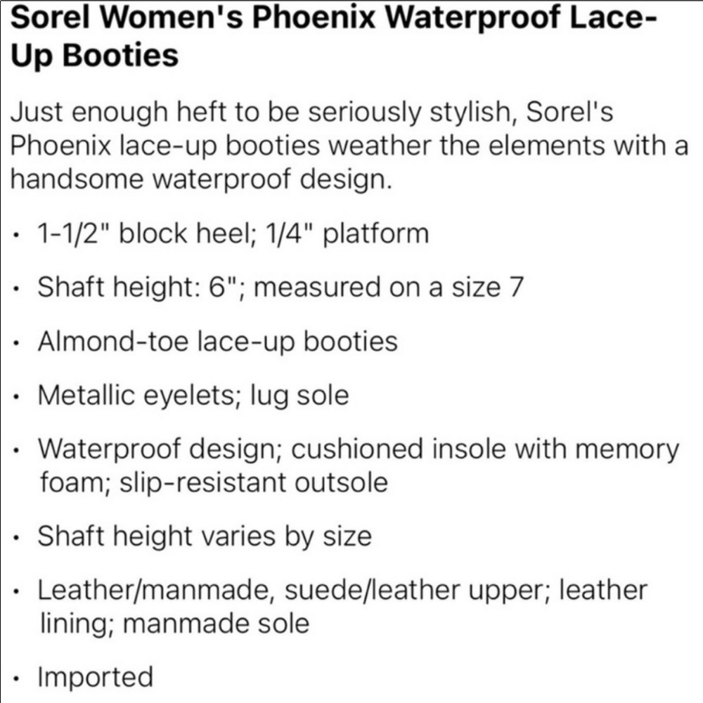 SOREL Pheonix Short Lace Waterproof Boots in Camel NWB - Picture 4 of 12